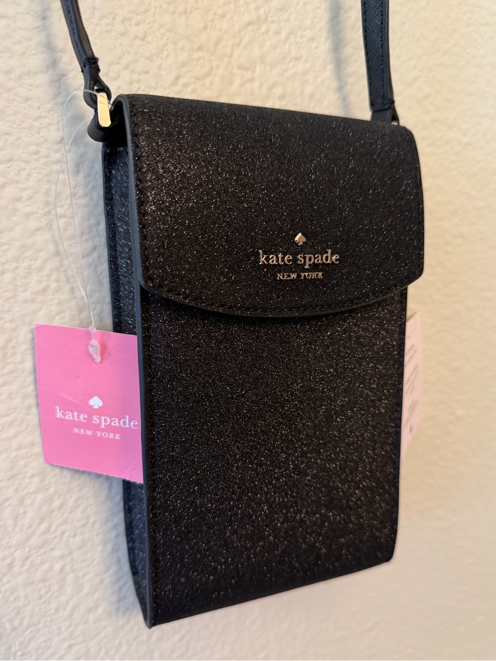 kate spade Black Glitter Crossbody Phone Pouch
